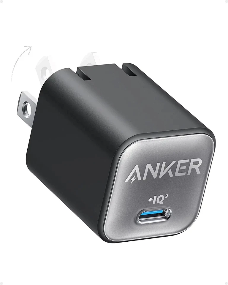 Anker A2147 USB C GaN 30W Foldable Adapter Nano 3 PIQ 3.0 Charger Phantom Black