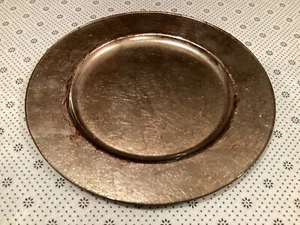 "Placa de cerámica vintage de vela de pilar de 11-7/8"" de diámetro oro antiguo" - Imagen 1 de 2