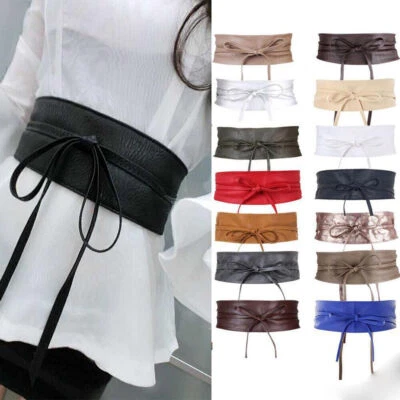 Leder Damen Hüftgürtel Taillengürtel Wide Wickelgürtel Bindegürtel 220CM Gürtel - Bild 1 von 4