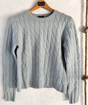 Suéter de pescador de lana de cordero tejido con cable azul talla M para mujer’s Foto 1 de 3
