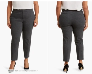 NWOT AMANDA AND CHELSEA Lily Straight Ponte Plaid Pants-Black/Grey -20W-$110 - Picture 1 of 9