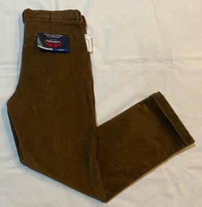 NWT-Round Tree & Yorke Mens Classic Fit pleated Corduroy Cuffed Pant-Khaki-40x30 - Picture 1 of 8