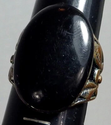 Black Stone Oval Deisgn Copper Color Decorative Band Size 6 3/4 - Image 1 of 4