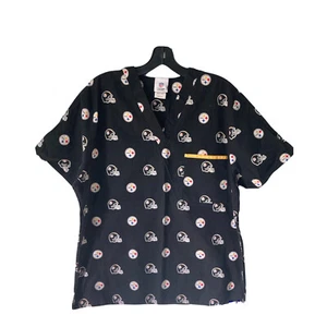 Pittsburgh Steelers Women's NFL Apparel Black Gold Scrub Top Medium Shirt Scrubs - Picture 1 of 4