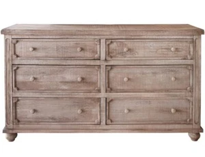 70 Natural Solid Wood Six Drawer Double Dresser - Picture 1 of 1