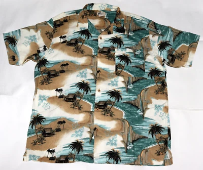 Мужская гавайская рубашка Cherokee Waikiki Wear с коротким рукавом на пуговицах размер XL - Изображение 1 из 4