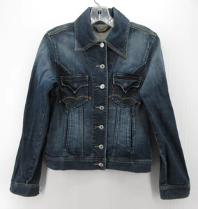 Levis Jacket Girls Medium Blue Trucker Denim Red Tab Y2K Western Button Up Kids - Picture 1 of 13