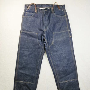 Berne Double Knee Carpenter Pants Mens 40 X 32 Suspender Loops Button Denim - Picture 1 of 21