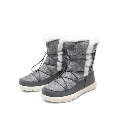 Botas de nieve de invierno para mujer forro de piel con cordones informales botas de nieve ligeras Foto 1 de 4