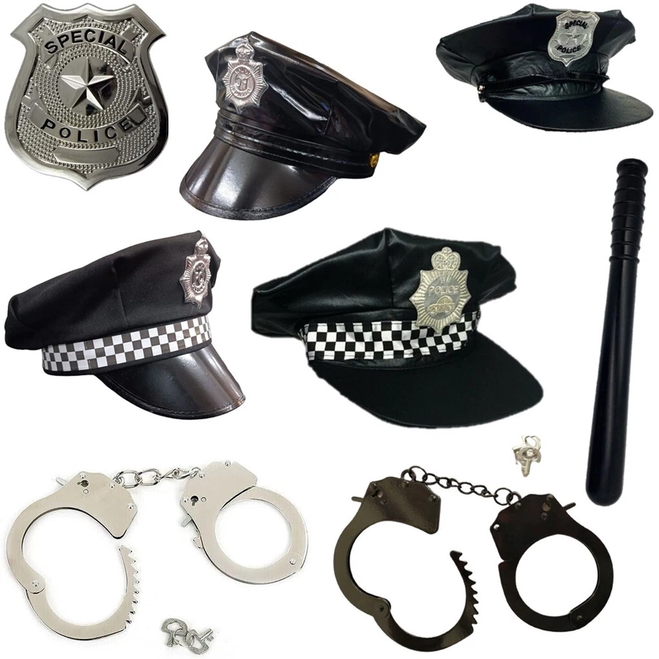 Police Set Fancy Dress Costume Police Handcuff Batton Hat Police Badge Toy set - Image 1 of 1