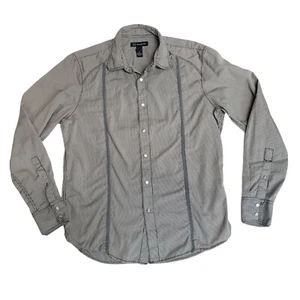 Camisa para mujer INC International Concepts talla M gris a rayas perla botón a presión - Imagen 1 de 6