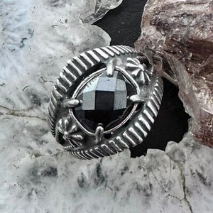 Carolyn Pollack Sterling Silver Faceted Rounded Rectangle Onyx Ring For Women - Picture 1 of 10