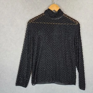 Stockholm Atelier & Other Stories Blouse Womens 34 6 Black Beaded Long Sleeve - Picture 1 of 13
