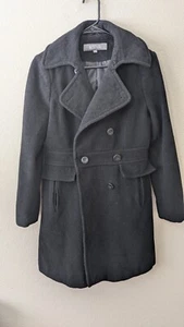 Chaqueta KENNETH COLE REACTION 10 Abrigo Largo Lana Negro Carbón - Imagen 1 de 7