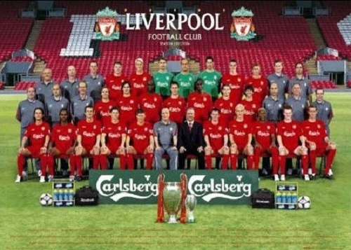 Poster Liverpool FC Team 2005/2006 WINNERS FA CUP & UEFA SUPER C Soccer Football - Image 1 of 1