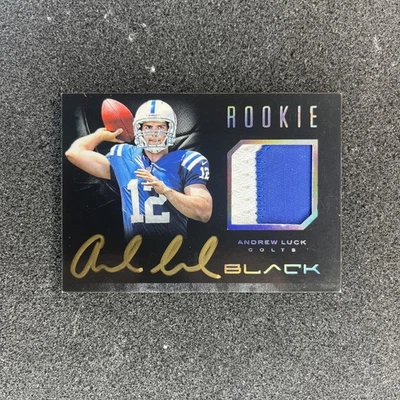 2012 Panini Black Andrew Luck Rookie Jersey Prime RC Auto /349 Colts - Image 1 of 2