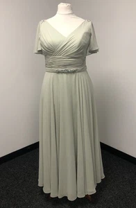 Pale Green Bridesmaids Prom Dress Diamante Beaded Detailing UK Size 18 Formal - Picture 1 of 14