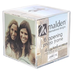 International Designs Acrylic Photo Cube, Holds (6) 4” x 4” square photos, Clear - Picture 1 of 6