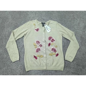 Cárdigan Colección Peck & Peck Mujer Pequeño Suéter Floral Bordado Prendas de Punto - Imagen 1 de 7