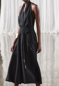 Zara Black Linen Halter Neck Dress - Picture 1 of 7