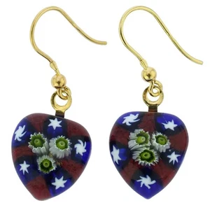 Pendientes de corazón de vidrio GlassOfVenice Murano Millefiori - dorados - Imagen 1 de 6