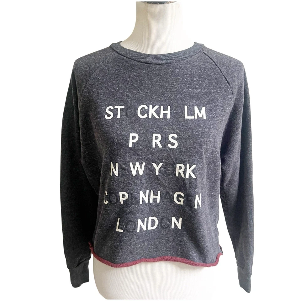 Suéter Madewell Tourguide Cuello Redondo Big City Names Azul Marino Martin Forrado Talla Pequeña Foto 1 de 4