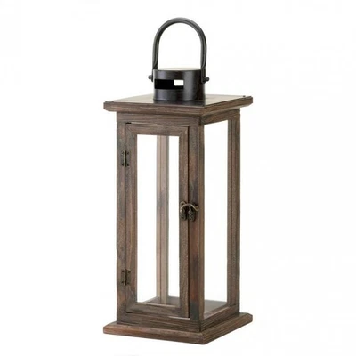 Lodge Wooden Lantern Rustic Candle Holder Cabin Style Home Decor New - Image 1 of 4