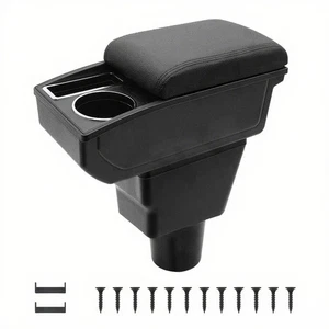 Armrest Box For Hyundai I10 2021-2023 Double Layer Storage Box With Cup Holder - Picture 1 of 8