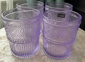 Godinger Claro Old Fashioned Whiskey Drinking Glasses Set Of 4 Lavender EUC - Picture 1 of 8