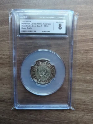CGC 8 MINT Venomoth Meiji Battle Coins Series 1 Vintage Pokémon TCG 1998 - Image 1 of 4