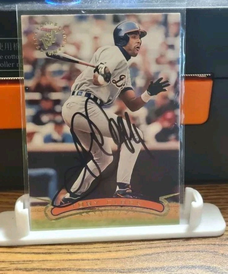 Tarjeta autógrafa firmada a mano por Tony Clark Detroit Tigers 1996 Upper Deck SPX Foto 1 de 1