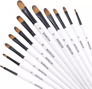 Filbert Paint Brushes Set, 12 PCS Artist Brush for Acrylic Oil Watercolor Gouach - Picture 1 of 12
