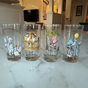 4 Vtg Holly Hobbie 8 Oz Drinking Glasses - Picture 1 of 9