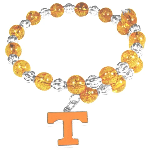 Tennessee Volunteers Bead Memory Wire Bracelet w/ Charm NCAA Licensed Jewelry Cover
