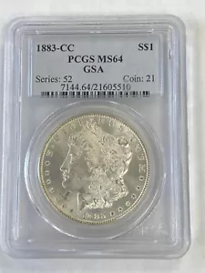 1883-CC GSA Morgan Silver Dollar $1 PCGS MS 64 RARE SEMI-KEY Blast White - Picture 1 of 8