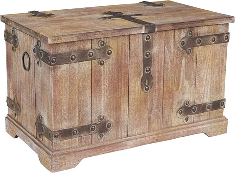Large Victorian Wooden Storage Trunk Home Chest 50 Pounds Huge Capacity Easy Use Cover