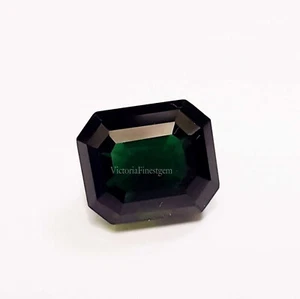 Topacio azulado verde oscuro de 8 quilates con forma de esmeralda creado en laboratorio piedras preciosas sueltas - Imagen 1 de 6