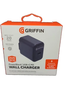 Griffin PowerBlock 20W USB-C PD Fast Wall Mounted Charger for Phones & Tablets - Picture 1 of 2