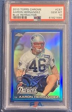 2010 Topps Chrome #C87 Aaron Hernandez Blue Refractor RC #151/199 PSA 10 Pop 1