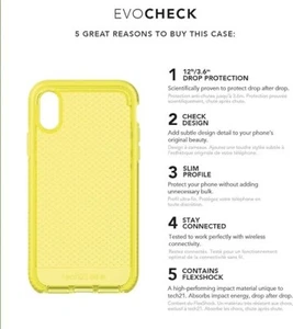 tech21 T21-6546 Evo Check Phone Case Cover for Apple iPhone Xs Max- Neon Yellow - Picture 1 of 2