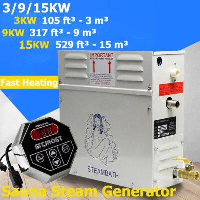 3-15KW Sauna Steam Generator Steam Bath SPA Shower Bathroom 220-240v, 50-60HZ - Image 1 of 4