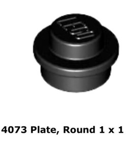 Lego 4x 4073 Black Plate, Round 1 X 1 9526