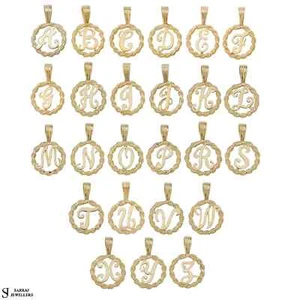 Colgante de cuerda de letra inicial, colgante de oro liso de 9 quilates para collar, dije inicial - Imagen 1 de 10