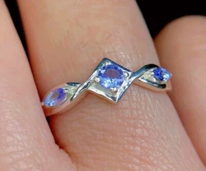 Triple Tanzanite Silver 925 Ring 8.94(ct)  Premium Grade Jewellery  - Picture 1 of 4