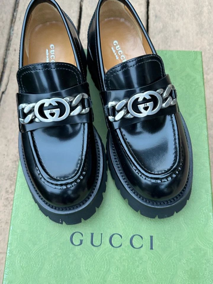 Gucci Women's Black Platform Loafers Size 40