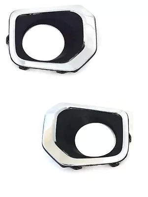 DRIVER & PASSENGER SIDE FOG LIGHT BEZELS BLACK CHROME FITS FOR 2016-2020 TACOMA - Image 1 of 3