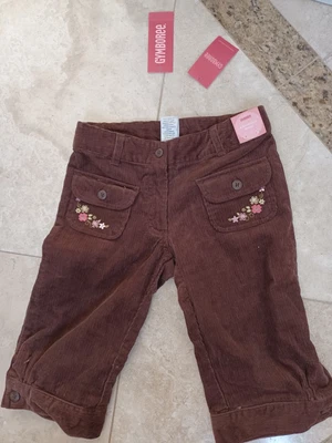 Pantalones Cortos Gymboree Niños Talla 6 Pana Rodilla Marrón con Bolsillos Frontales Florados Nuevos con Etiquetas Foto 1 de 4