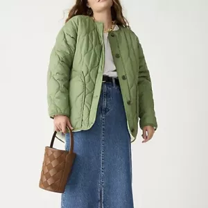 J. Crew Wendepufferjacke PrimaLoft elfenbeingrün Größe MED Sherpa gesteppt - Bild 1 von 12