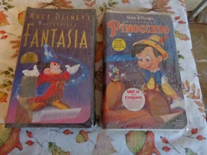 Fantasia pinocchio walt disney movie vhs vcr tape new sealed black shell nos - Picture 1 of 2
