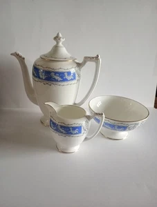Coalport Revelry Blue Coffee Pot, Creamer and Large Sugar Bowl. Excellent. - Picture 1 of 15